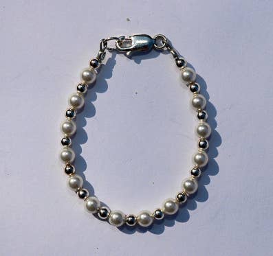 Zsa Zsa & LoLLi Monogram Blanks - Wholesale Beaded Bracelet - Kids - Classic Pearls (RP-1 White) Bracelet, Children's Jewelry1