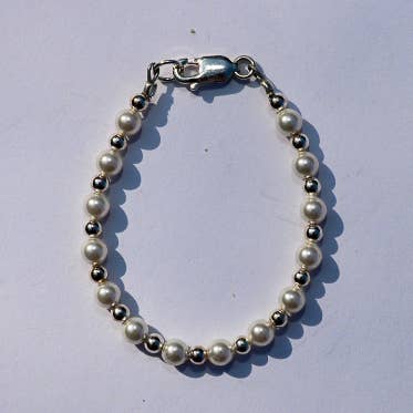 Zsa Zsa & LoLLi Monogram Blanks - Wholesale Beaded Bracelet - Kids - Classic Pearls (RP-1 White) Bracelet, Children's Jewelry1