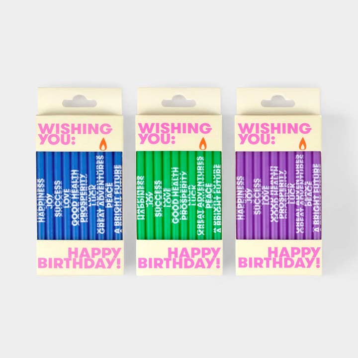 54 Celsius - Wholesale Cake Candle - Wishing You Birthday Candles: 3-Color Bundle (30 Candles)