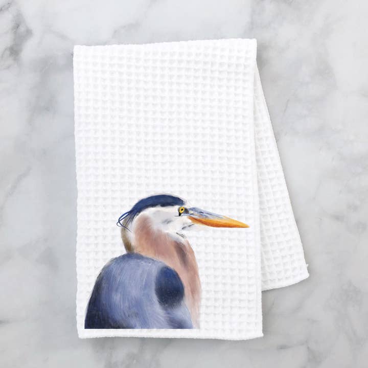 Great Blue Heron Kitchen Towel for wholesale by MerikaArt