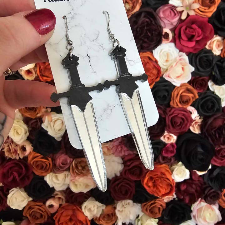 Fallen Pine Studio - Wholesale Dangle Earrings - Black Handle Swords