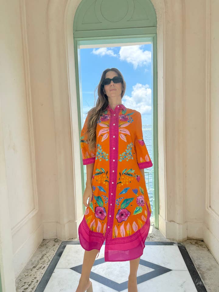 IslaPayal – wholesale Klänning - Dam – IBIZA MIDI | BEE'S GARDEN ORANGE