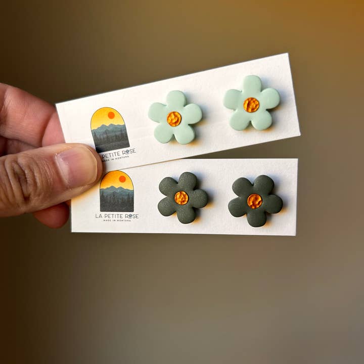 Fall Flower Studs, Daisy Floral Earrings for wholesale by La Petite Rose LLC