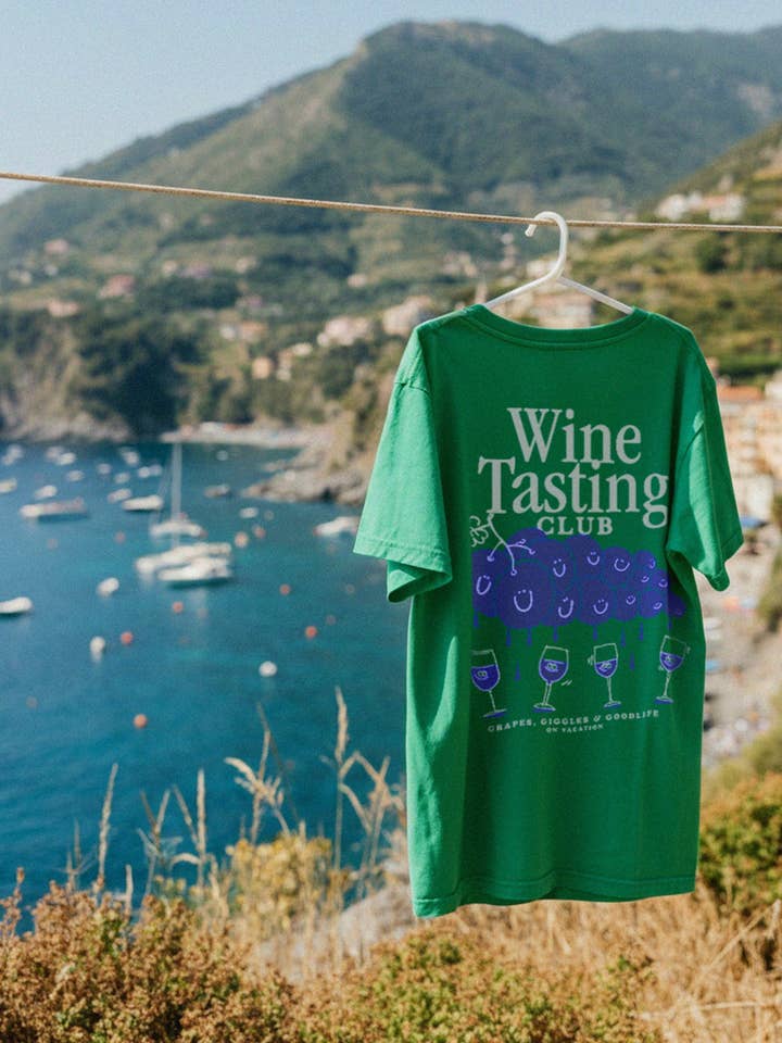 Wine Tasting T-Shirt - Bottle Green for wholesale on Faire