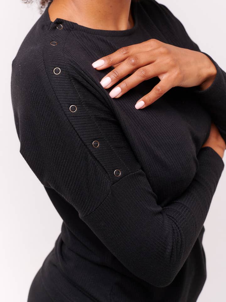 Top Langarm mit Schulter-Druckknöpfen Anthrazit Adaptiv für den Großhandel von SPARKIES