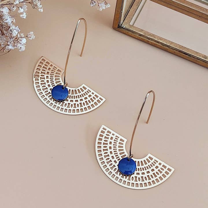 Pendientes La Rêveuse en oro azul marino para venta al por mayor de Sophie Bijoux