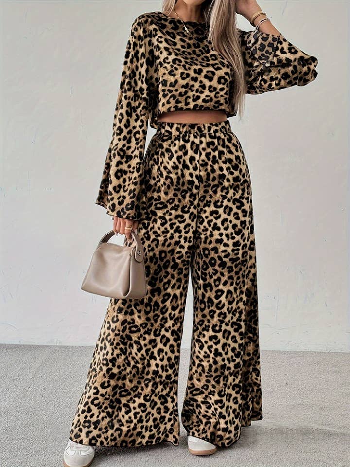 Leopard Print Comfy Top Wide-Leg Pants Two-Piece Set and other Purchase Wholesale leopard set. Free Returns & Net 60 Terms on Faire trending on Faire.