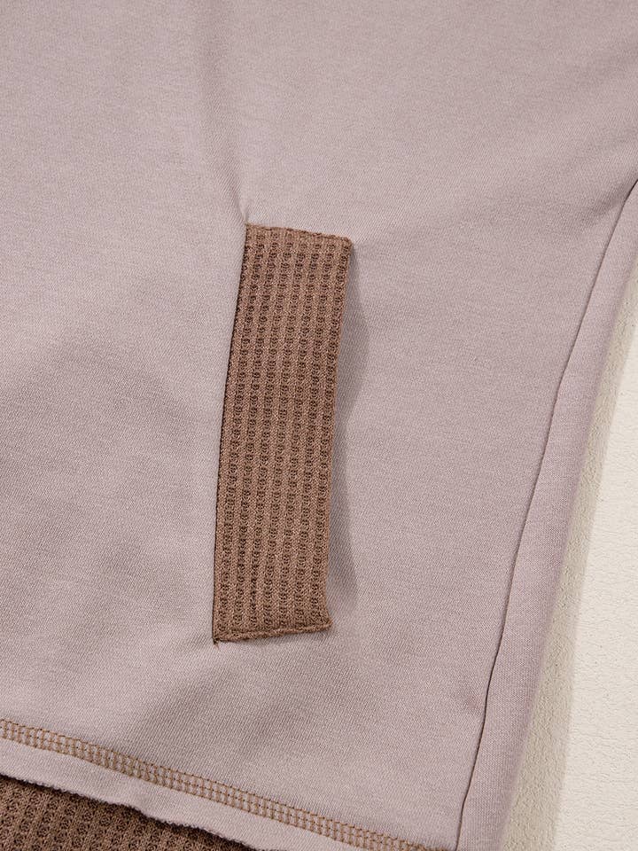 Goat Oversize Waffle Patchwork Exposed Seam Casual Hoodie for wholesale on Faire5