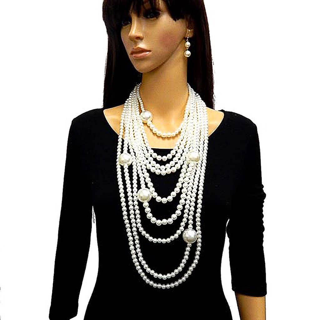 Diacly - Wholesale Jewelry Set - Multi Layered BIB Bold Pears Statement Necklace Set3
