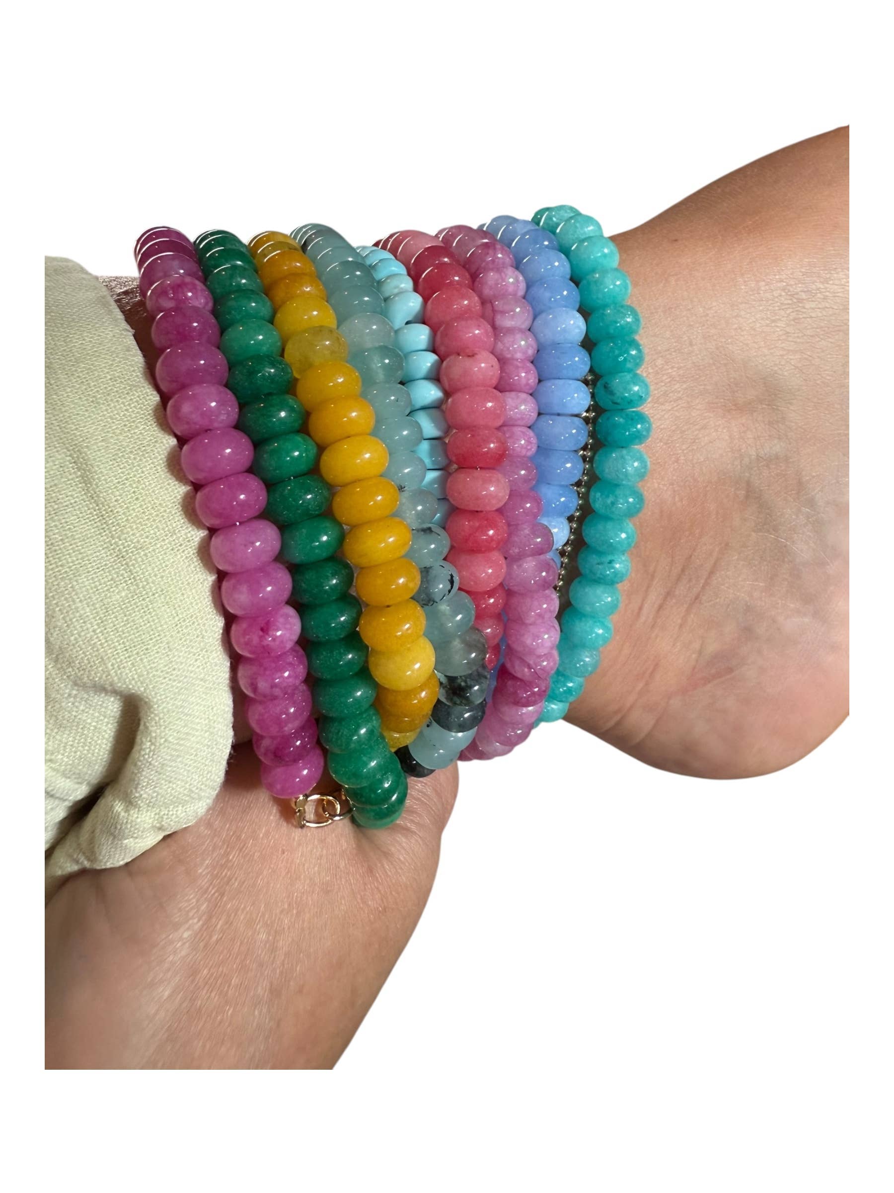 Sonya Renee Jewelry - Wholesale Beaded/Pearl Necklace - Lilly Gemstone Bead Necklace multi-color 8mm opals jade 115