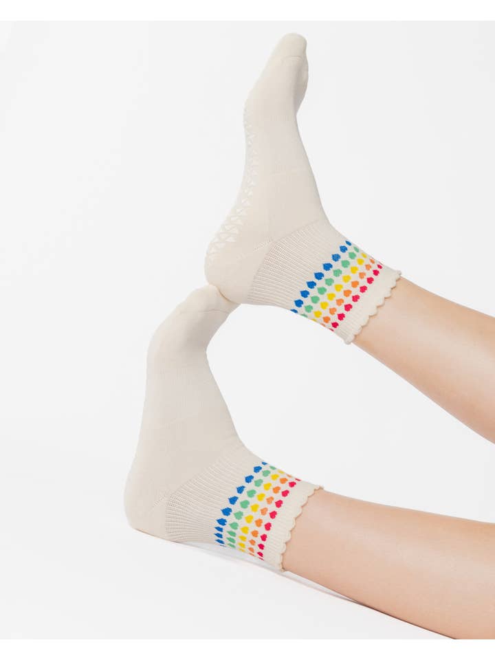 Pointe Studio - Wholesale Socks - Women's - Women's Sweetheart Ankle Grip Sock– No Slip Cotton Blend for Pilates & Barre4