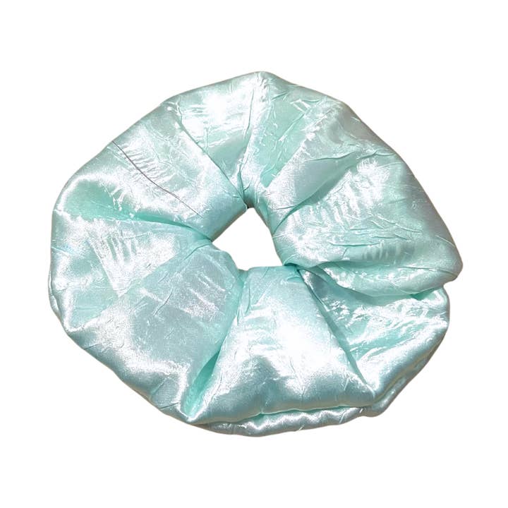 Crinkled Silky Light Blue Scrunchie for wholesale by Trash Bandit NYC