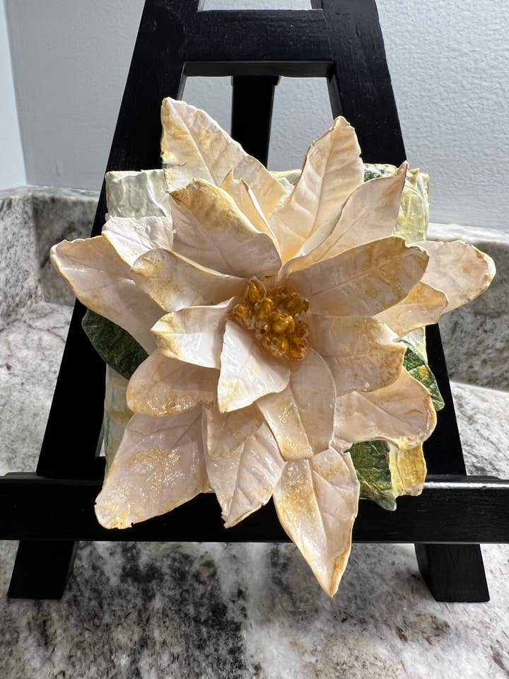 4X4 Christmas White Poinsettia for wholesale by TamScottArt