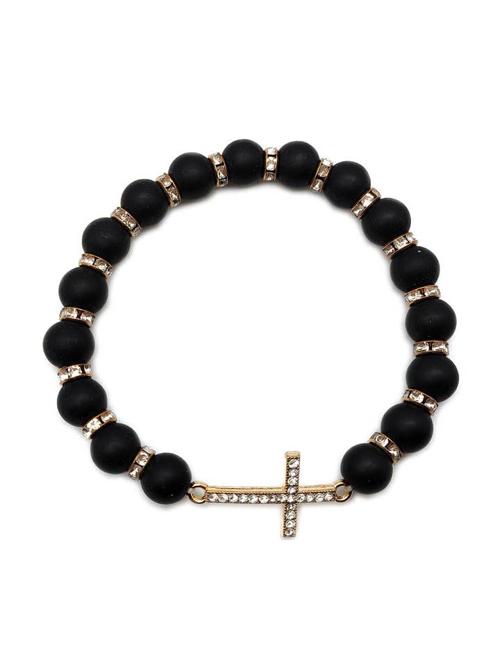 Pulseira Elástica com Contas Cruzadas #2 por atacado de Lucylou Collection