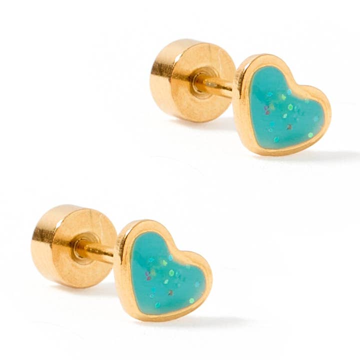 LINNY CO - Vendita all'ingrosso Orecchini a bottone - Orecchini a vite - Nora Cuore Teal0