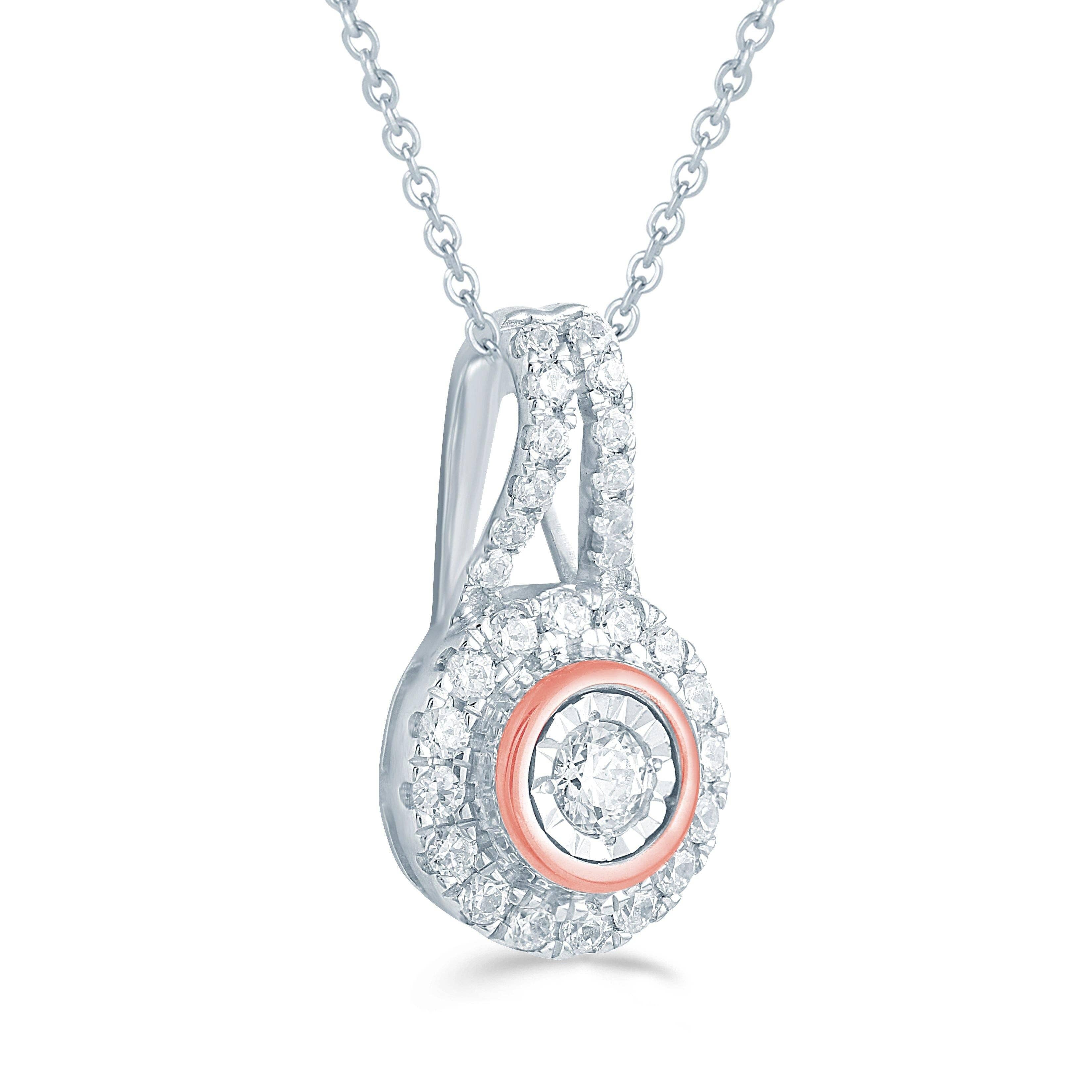 Fifth and Fine - Wholesale Jewelry Set - Set of 2 3/4CT TW Diamond Round Halo Fashion Pendant & Earri1