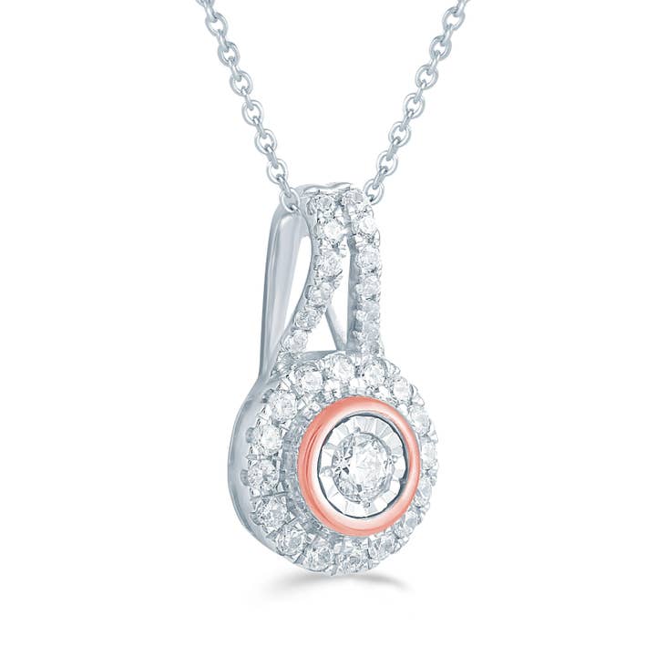 Fifth and Fine - Wholesale Jewelry Set - Set of 2 3/4CT TW Diamond Round Halo Fashion Pendant & Earri1