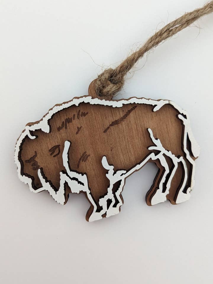 Buffalo Christmas Ornament, Bison Ornaments for wholesale by The Little Ornament Shop