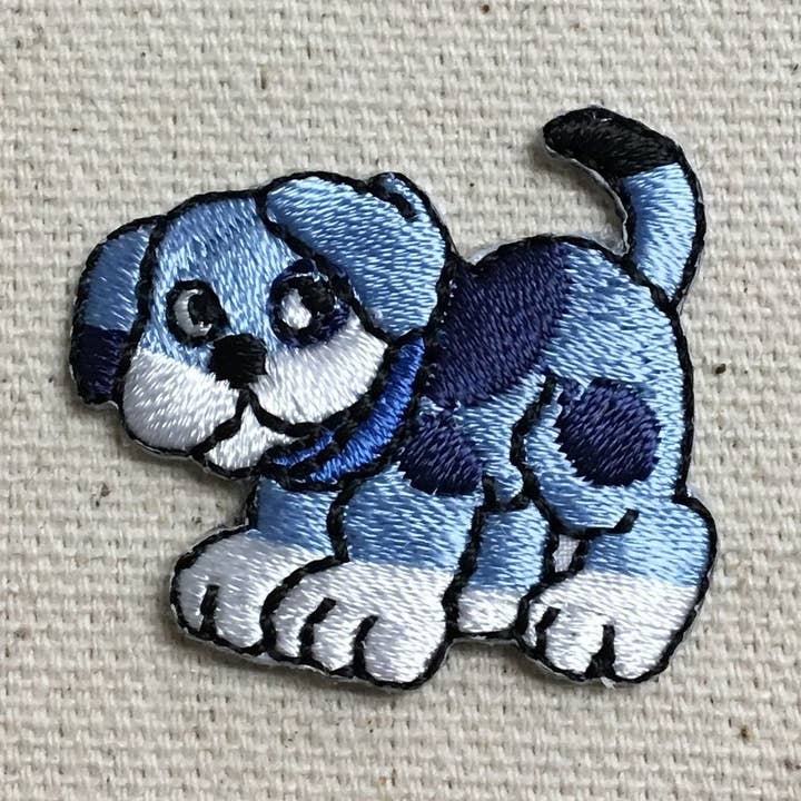 Small Puppy Dog - Blue Spots - Iron on Patch for wholesale by Wholesale Applique