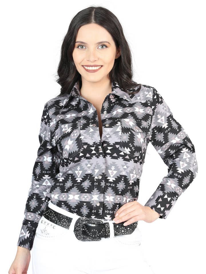 Casual Long-Sleeve Shirt by El General Black 44409 for wholesale by El General Western Wear