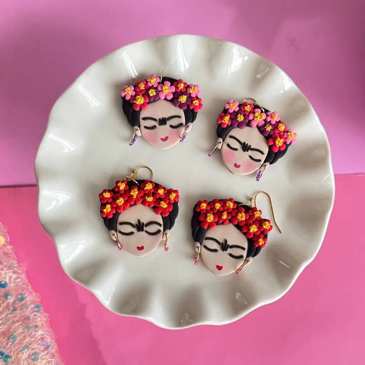 Frida Kahlo Dangle Earrings | Hypoallergenic | for wholesale by Nelly Rose Jewelry