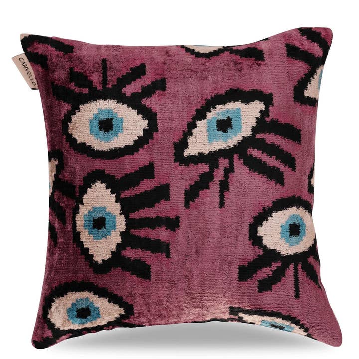 Canvello - Wholesale Throw/Decorative Pillow - Canvello Handmade Luxury Handmade Velvet Silk Evil Eye Throw Pillow With Down Insert2