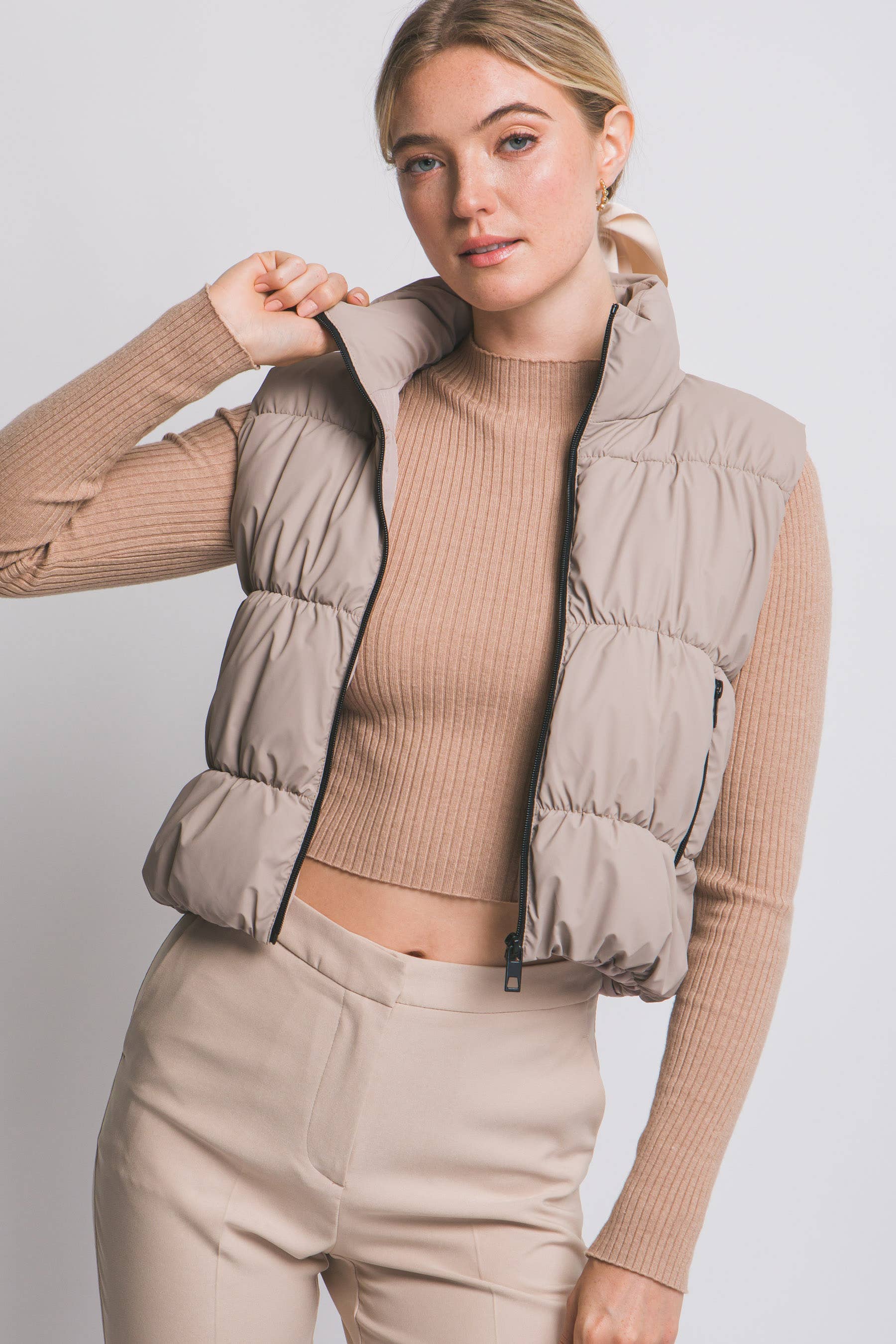 42POPS – Engroshandel Vest - Dame – ...0801 Vatteret Vest med Lynlås SI-284975