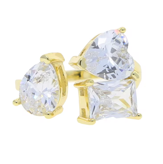 HoopLa - Wholesale Multi-Stone Ring - Lilly Collection- Beyond Finger ring- Open band-CZ Multi8