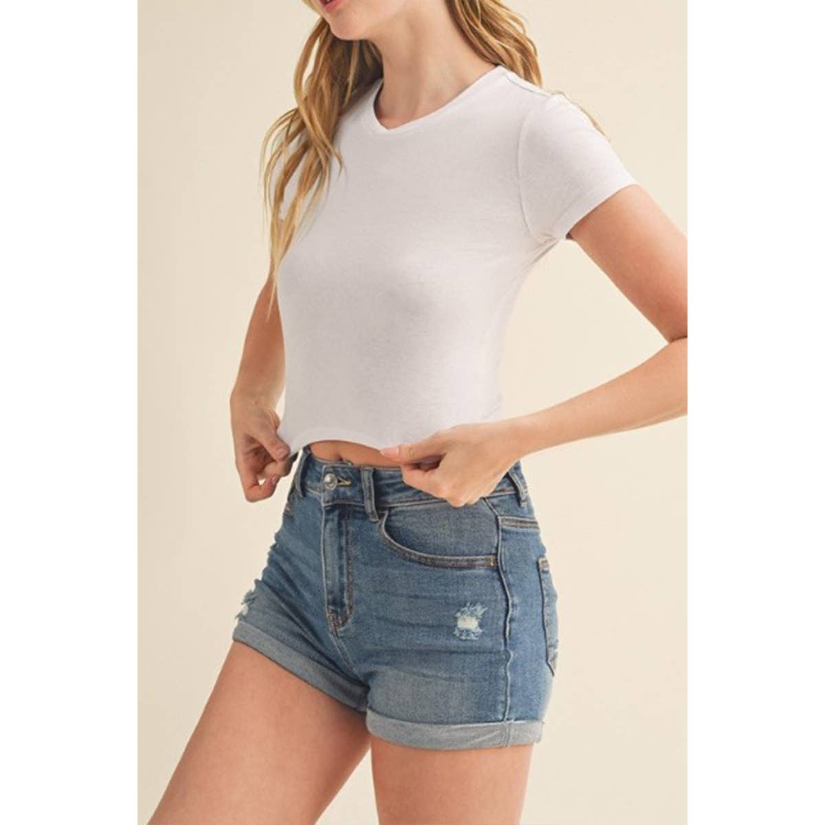 UP CLOTHING - Vente T-shirt – femme - T-SHIRT COURT À MANCHES COURTES ET COL ROND24