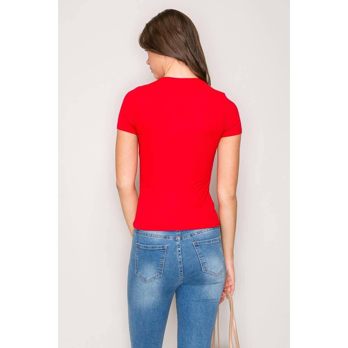 Popular 21 - Vente Haut en maille – femme - T-shirt en tricot à manches courtes et col haut à double couche17