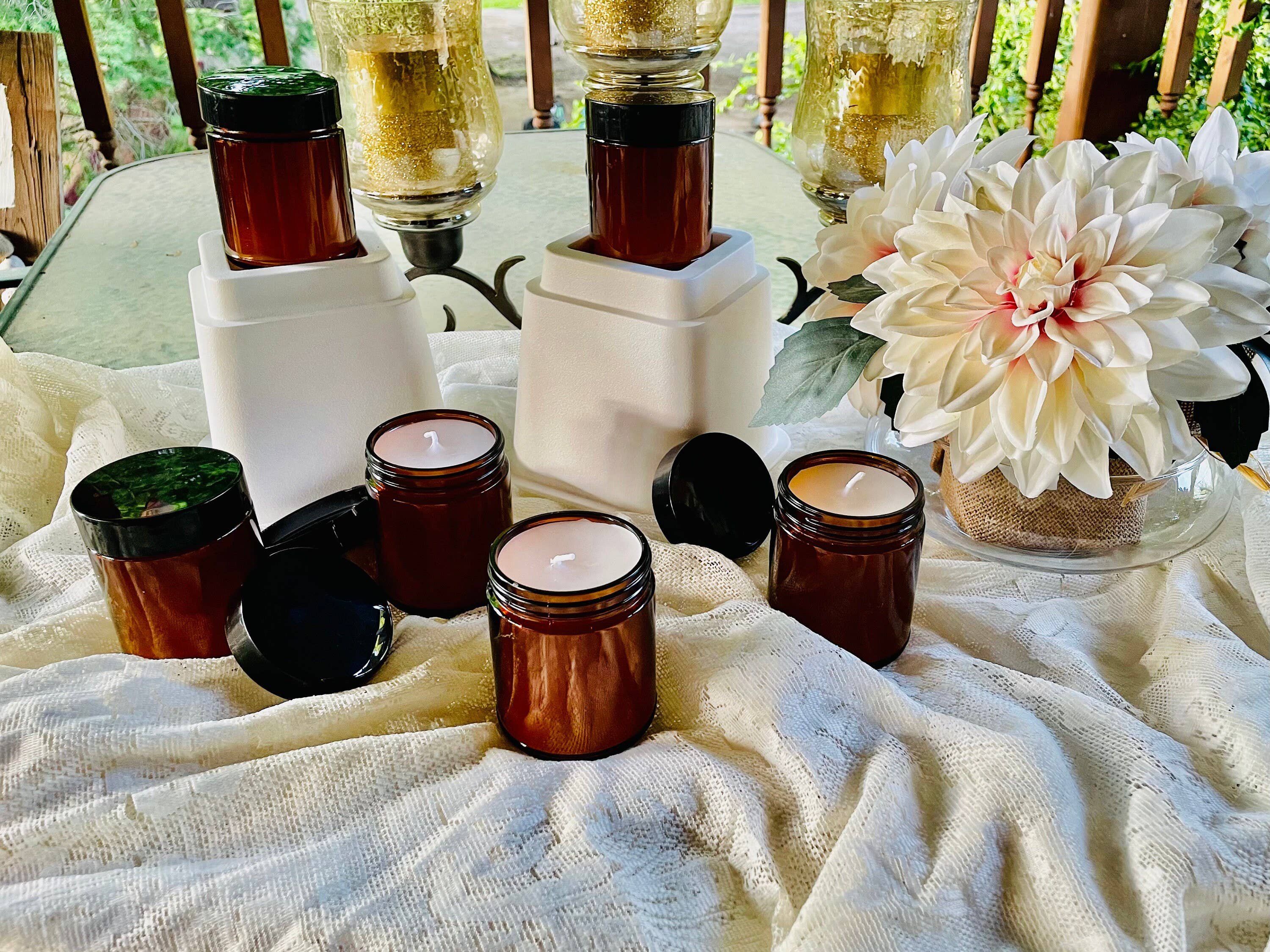 LuvinbyJessica.etsy.com - Wholesale Jar/Filled Candle - Personalized Candles Scented Candle Amber Glass Jars7