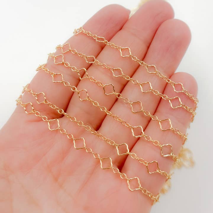 Tresor Jewelry Inc. - Wholesale Link & Chain Bracelet - V251GF. Gold Filled Clover Link Chain