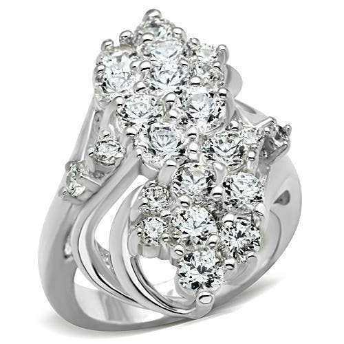 SS016 - Silver 925 Sterling Silver Ring with AAA Grade CZ in Clear for wholesale by Alamode