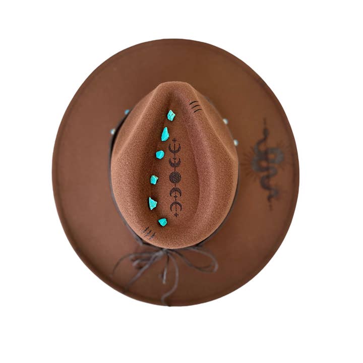 Wild Indigo - Wholesale Cowboy Hat - Women's - Moon Phases Snake Western Burned Hat