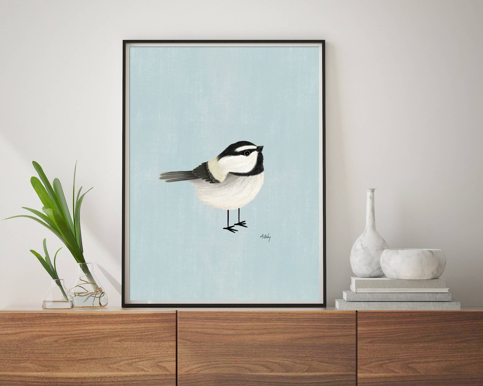 Annie Bailey Art - Wholesale Art Print - Mountain Chickadee - bird illustration Print3