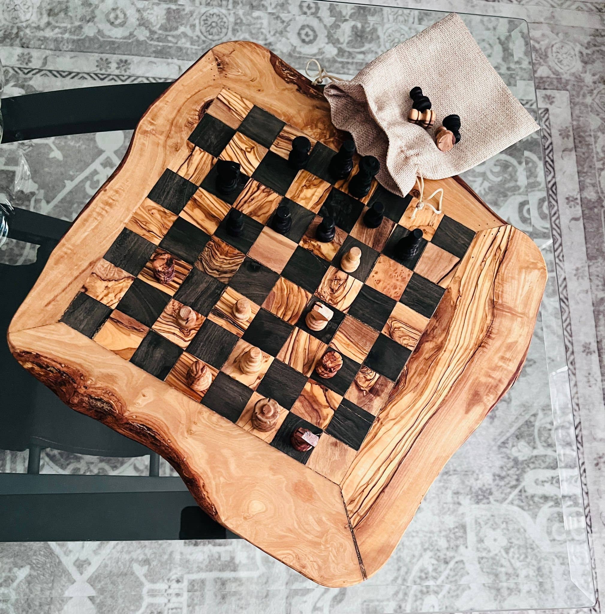 Bearthy - Wholesale Board Game - Olive Wood Handmade Large Unique Chess Board Gift0