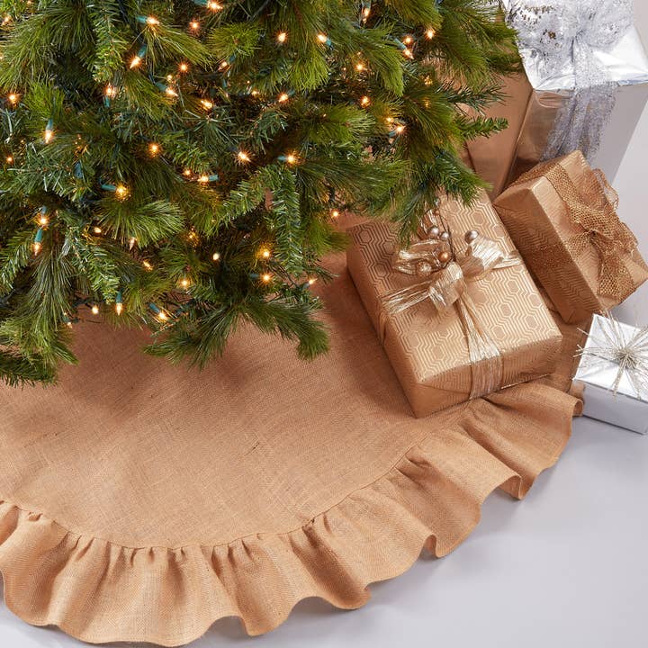 Naturlig Ruffle Trim Juletræ Nederdel for engroshandel hos Fennco Styles