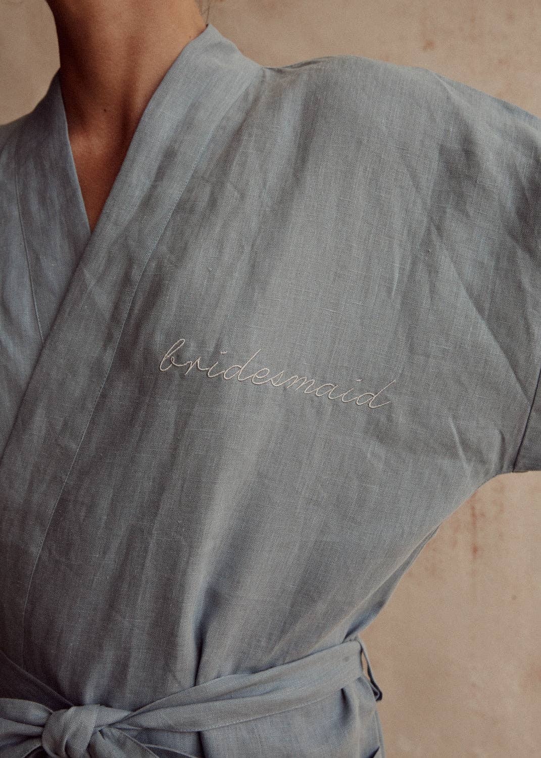 Dove Grey Accessories - Vendita all'ingrosso Vestaglia - Donna - Accappatoio in lino francese Addison colore denim blu3