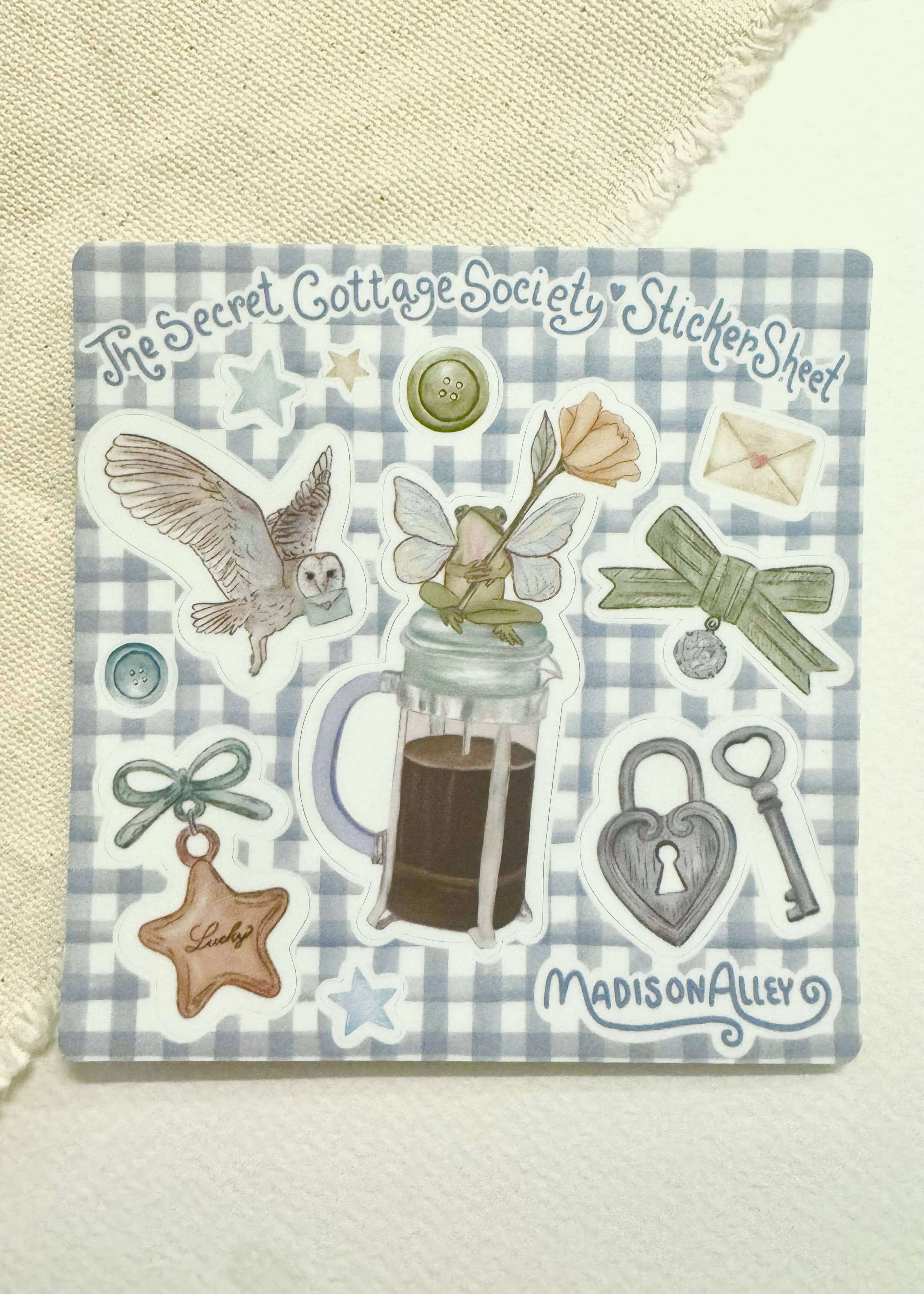 Madison Alley - Wholesale Sticker - The Secret Cottage Society - 4x4in Sticker Sheet2