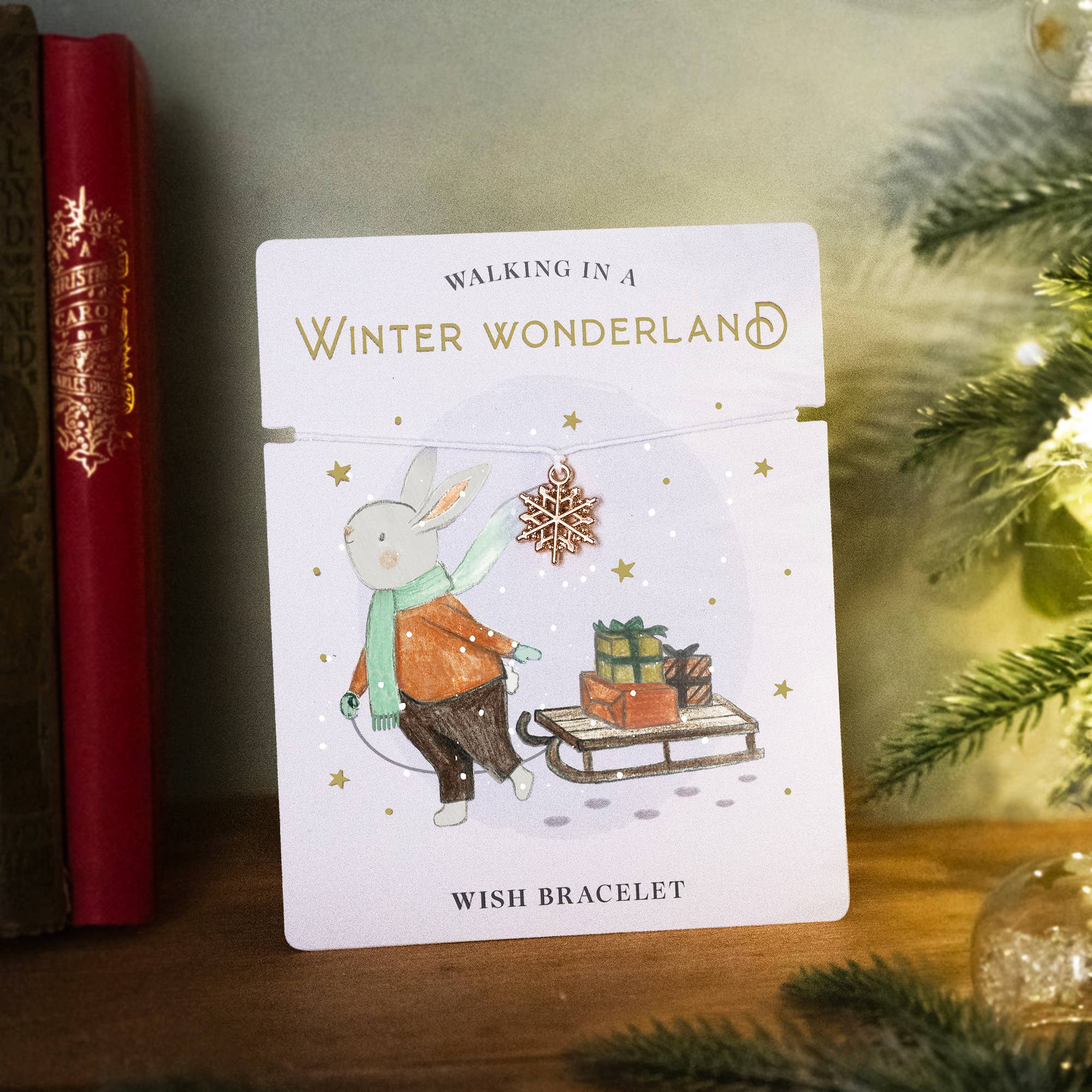 CGB Giftware - Vente Bracelets à breloques/pendentifs - Bracelet flocon de neige de Noël Little Bear Co sur carte de support0