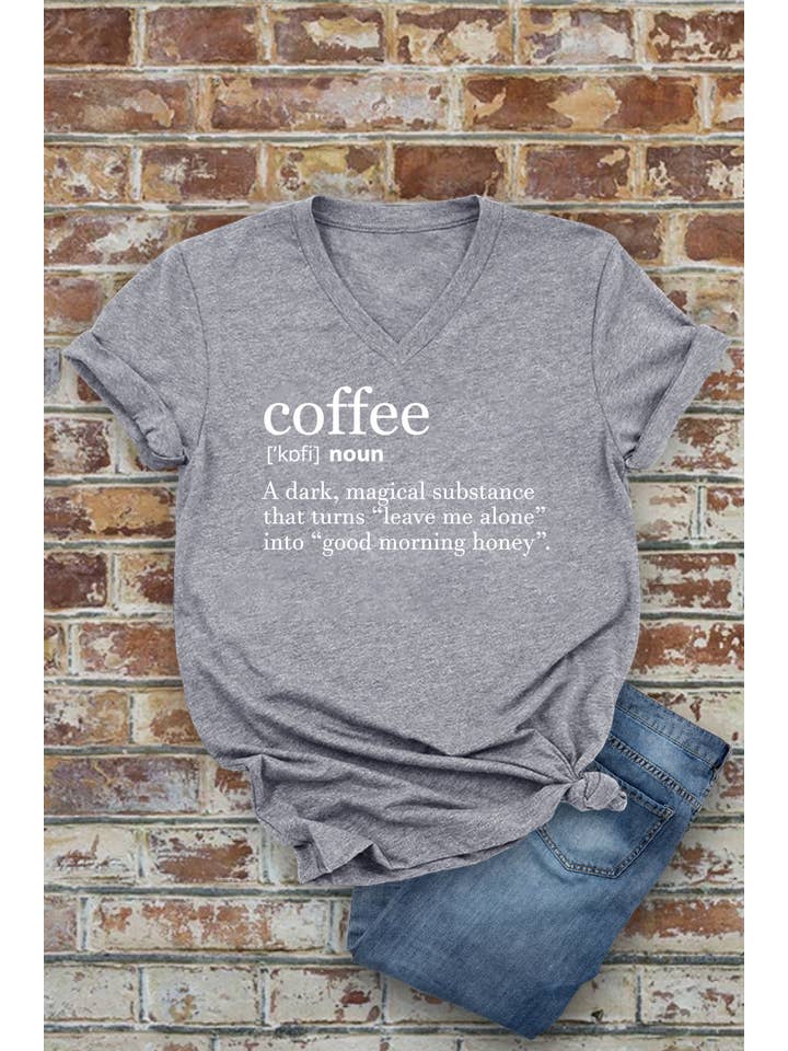 Top Avenue - Wholesale Screen Printed T-Shirt - Women's - Coffee Definition, Unisex V-Neck T-Shirt6
