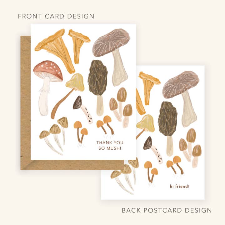 Thank You So Mush Eco-Friendly Card + Hi Friend Postcard for wholesale by Golden Beam Co.