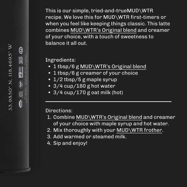 MUD\WTR - Vente Présentoir de commerçant - Nourriture et boissons - Cartes d'information pour détaillants - Original (paquet de 25)1