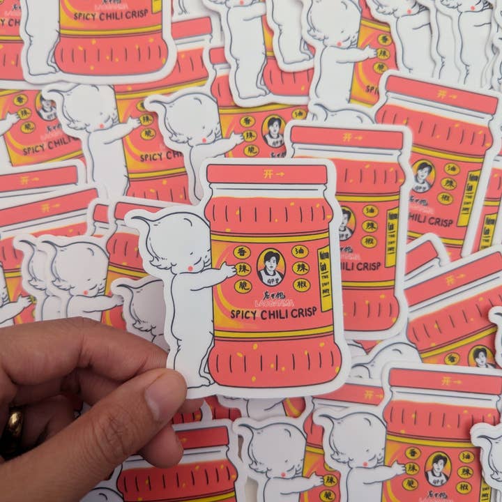 Christina Hu - Wholesale Sticker - Lao Gan Ma + Kewpie = <3 Vinyl Waterproof Sticker | 3"x3.2"