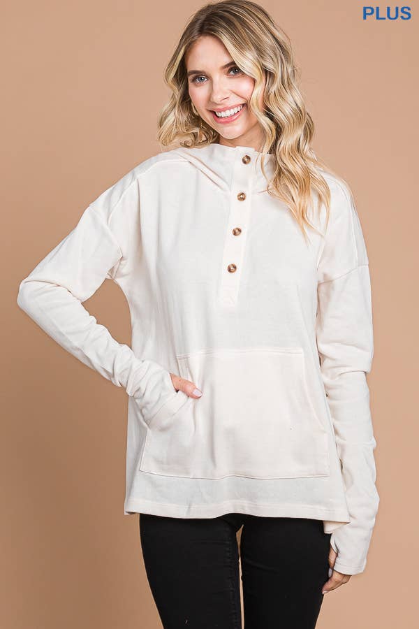 Culture Code - Vente Haut en maille – femme - CFH1935LX - HAUT À CAPUCHE ÉVASÉ SURDIMENSIONNÉ AVEC OURLET HAUT ET BAS3