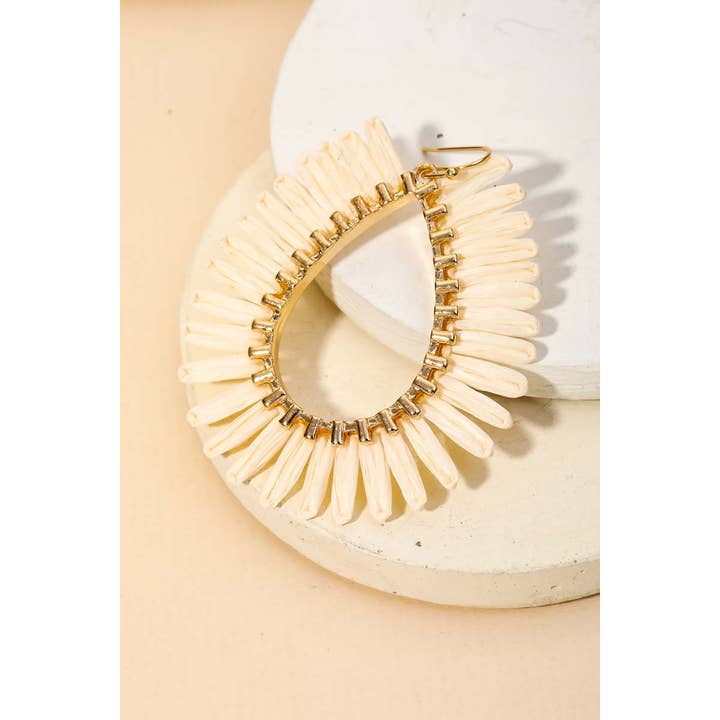 Anarchy Street - Wholesale Hoop Earrings - Raffia Fan Teardrop Earrings