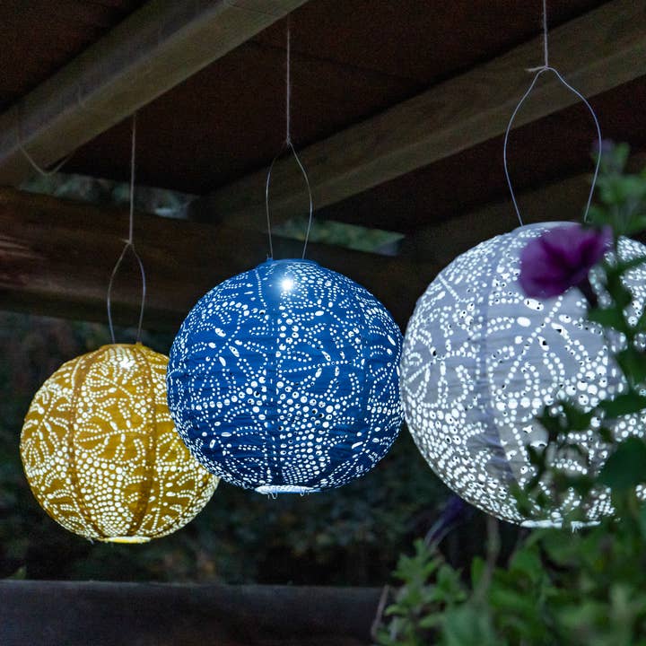 Allsop Home & Garden - Wholesale Outdoor/Lawn Light - Stella Monstera 12" Globe Solar Lantern - Blue2