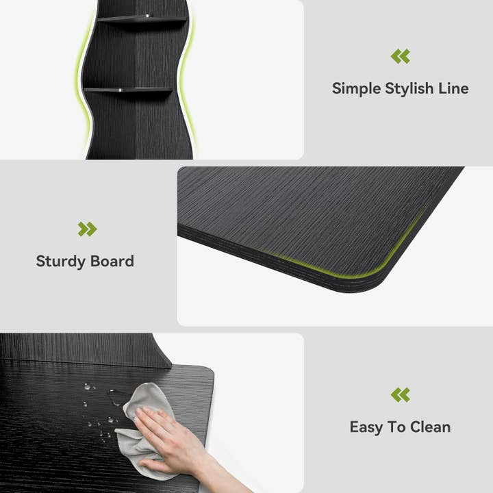 Black White 5 Tier Corner Shelf Wall Bookcase For Small Spaces for wholesale on Faire7