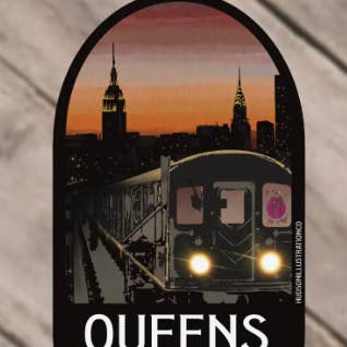 Queens New York - Klistermærke/Magnet/Print/Postkort for engroshandel hos Hudson Illustration Co - About Town Co