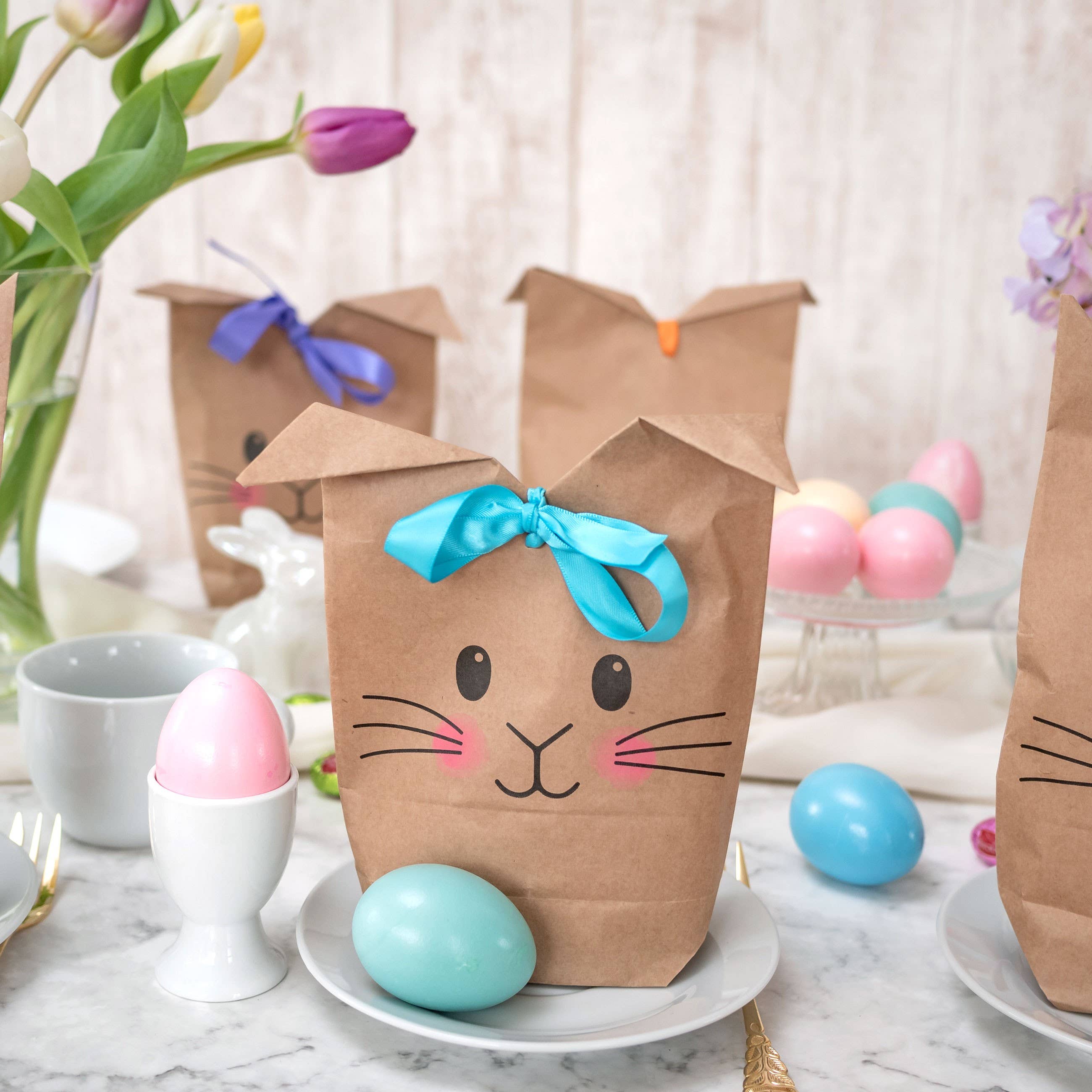 4 3 Bolsas con Orejas Nido de Pascua Alternativo con diseño de Conejo de Pascua Reutilizable Cesta de Pascua para llenar